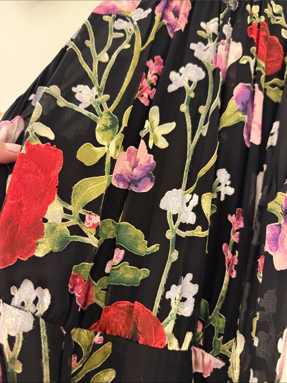 Alice + Olivia Black Floral Halter Maxi Dress with Tie Waist - Picture 7 of 13